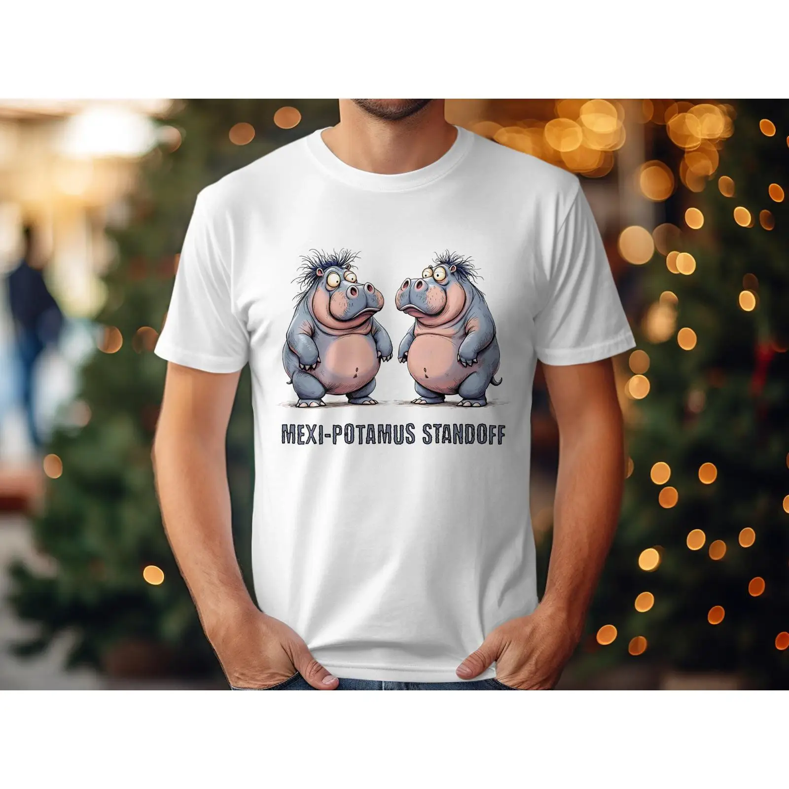 Quirky Vintage Fashion - Funny Hippo T Shirt Mexi Potamus