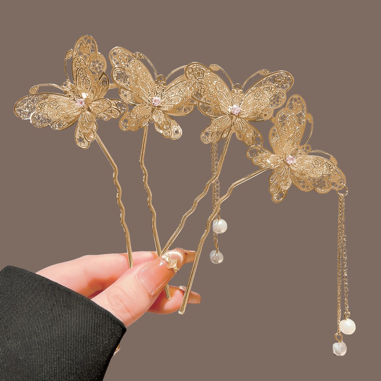 Vintage Fashion Retro Outfit - Neo Chinese Double Butterfly Tassel Hairpin