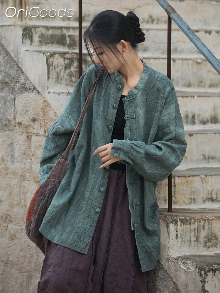 Tie Dye Shirt Vintage - OriGoods Oversized Shirt Woman Ramie Cotton