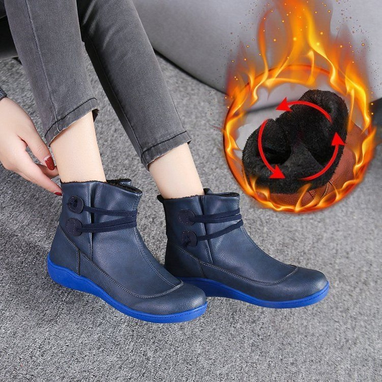 Women Vintage Round Toe PU Lea - Vintage Fashion Plus Size 评论和价格