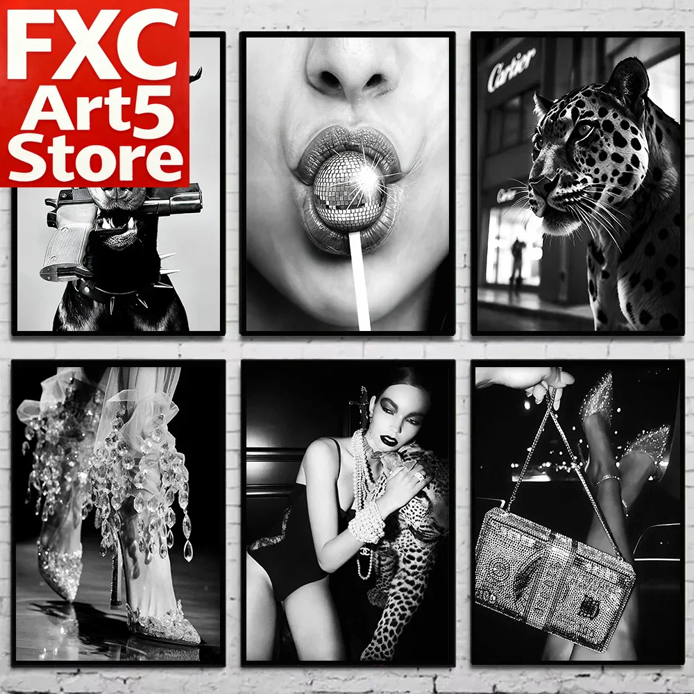 1PC Frameless Black & White Fa - Vintage Fashion Photography 评论和价格