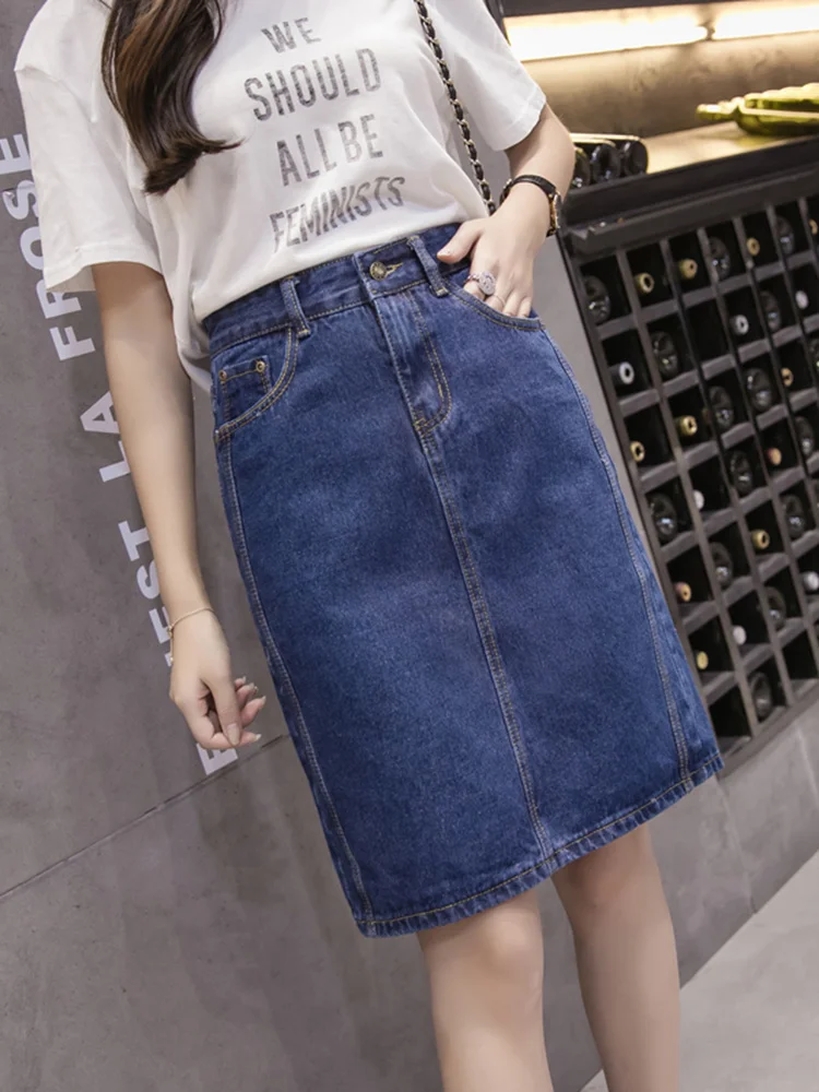 Korean loose women denim midi  - Denim Skirt Midi Vintage 评论和价格