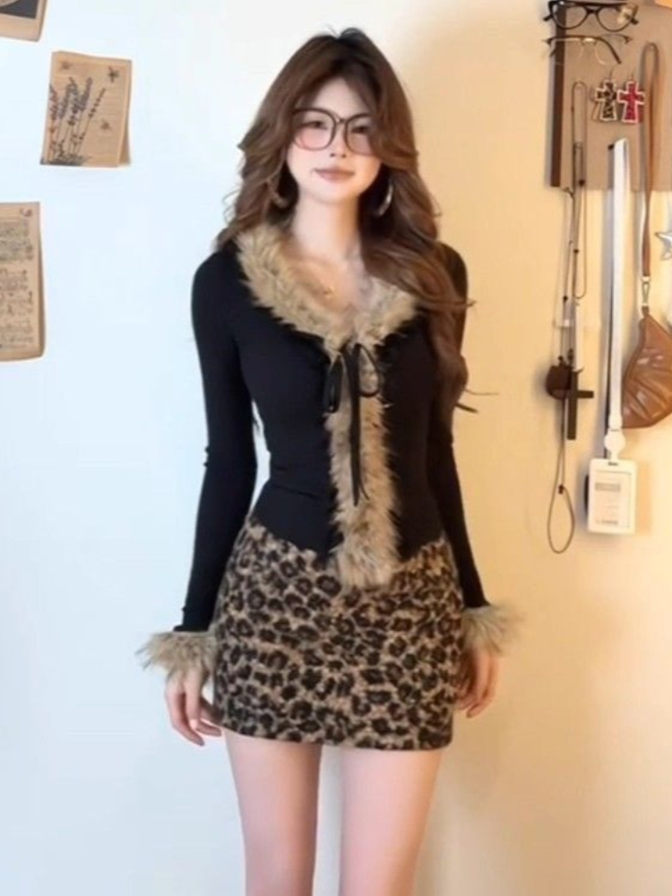 New American Retro Leopard 2 P - Vintage Fashion Retro Outfit 评论和价格
