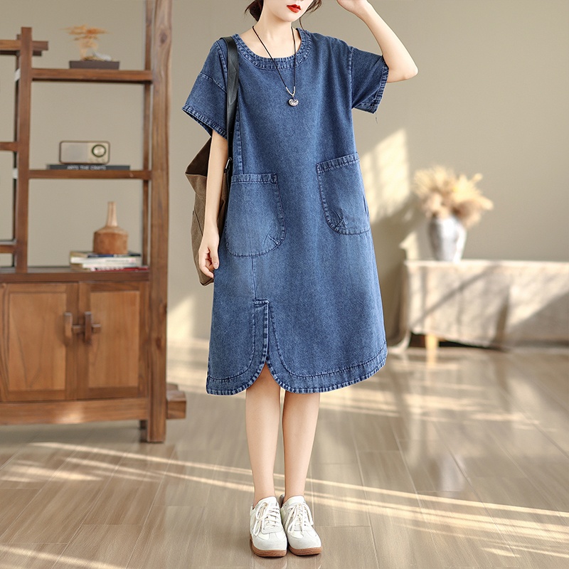 High-End plus Size Midi Dress  - Denim Skirt Midi Vintage 评论和价格