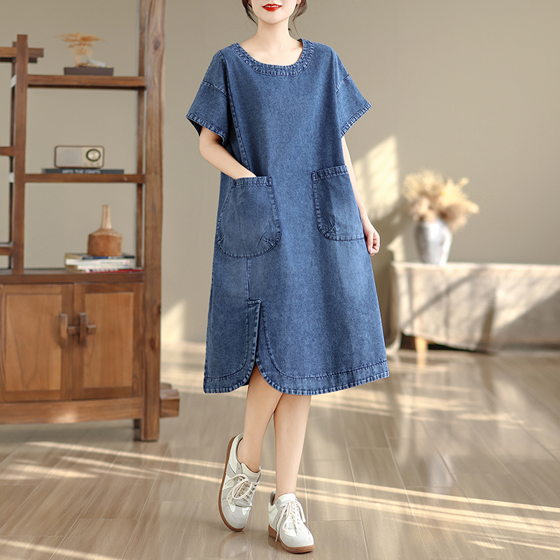 High-End plus Size Midi Dress  - Denim Skirt Midi Vintage 评论和价格