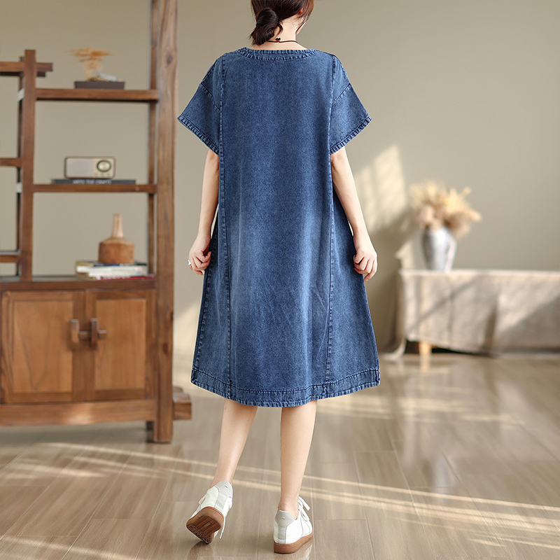 High-End plus Size Midi Dress  - Denim Skirt Midi Vintage 评论和价格