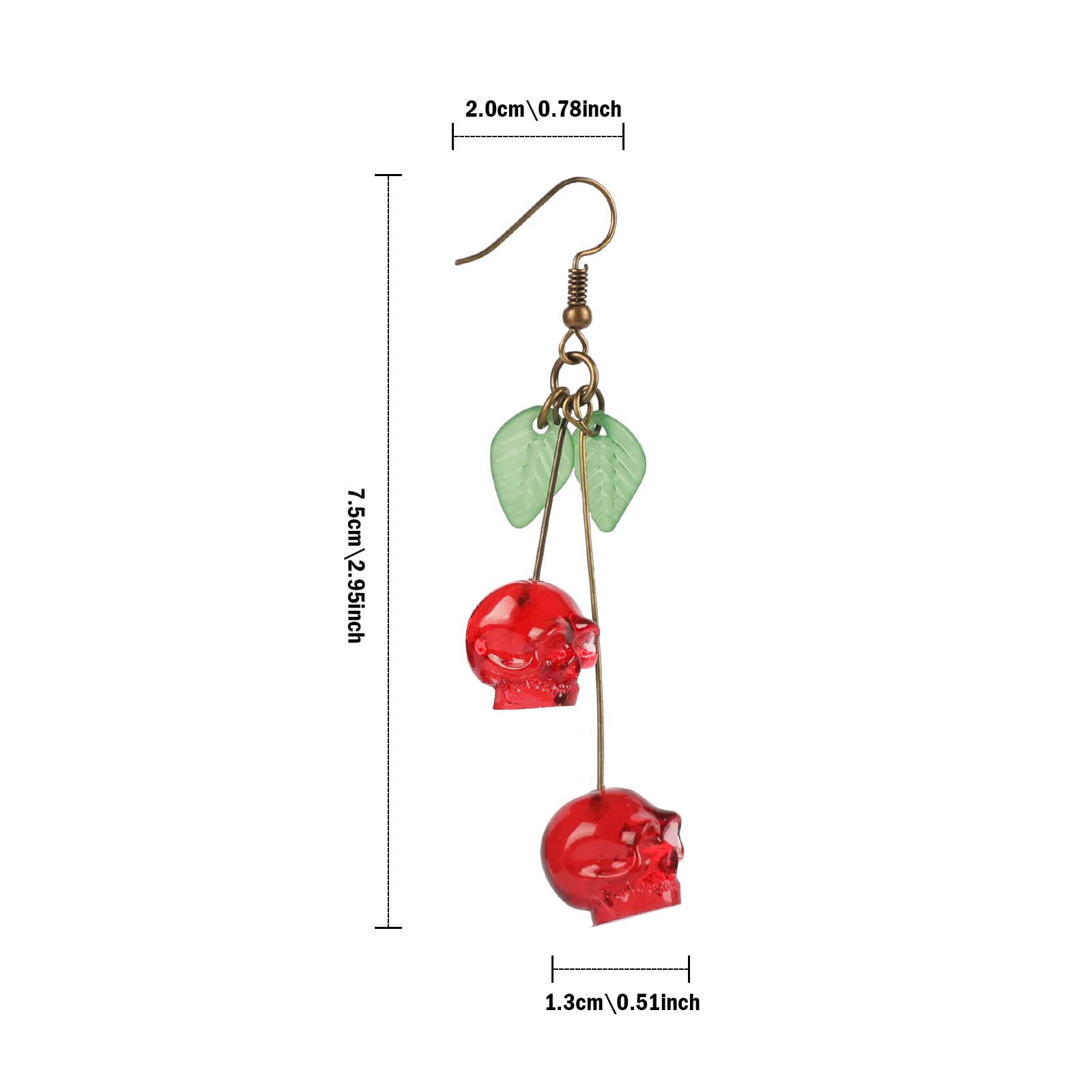 Skull Cherry -Red Skulls Earri - Quirky Vintage Fashion 评论和价格
