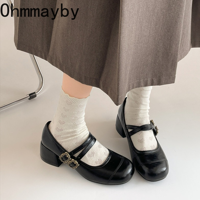 Vintage Thick Heel Women Mary  - Vintage Outdoor Fashion 评论和价格