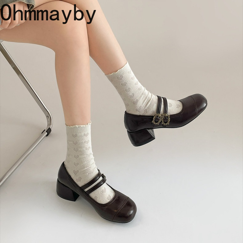 Vintage Thick Heel Women Mary  - Vintage Outdoor Fashion 评论和价格