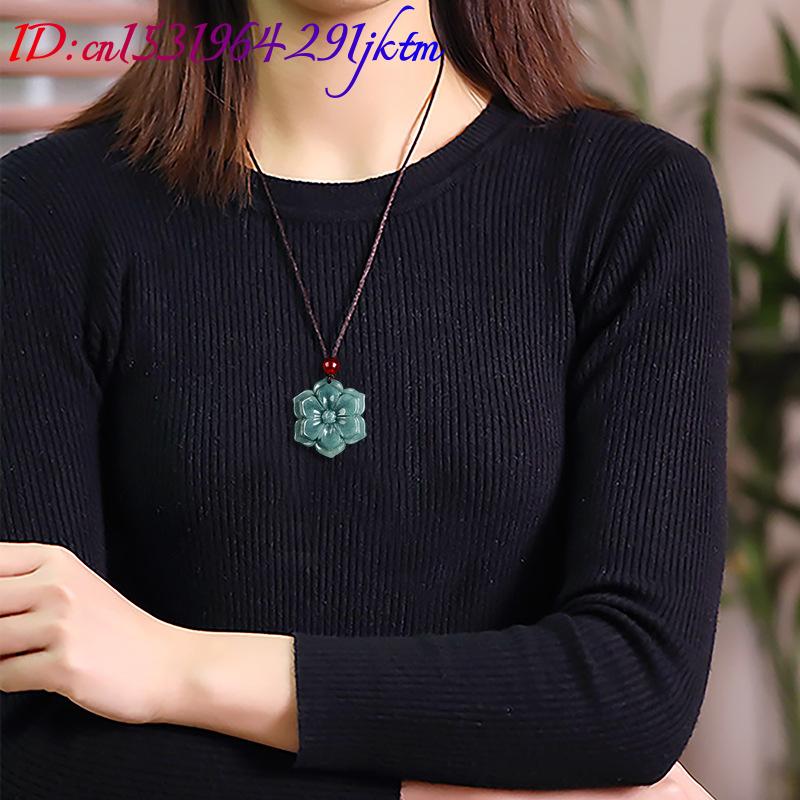 Burmese Jadeite Flower Pendant - Usa Vintage Fashion 评论和价格