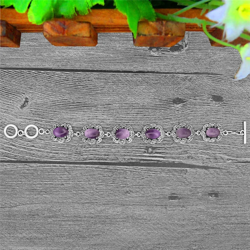 Oval Amethysts Bracelet Plum F - Vintage Fashion Look 评论和价格