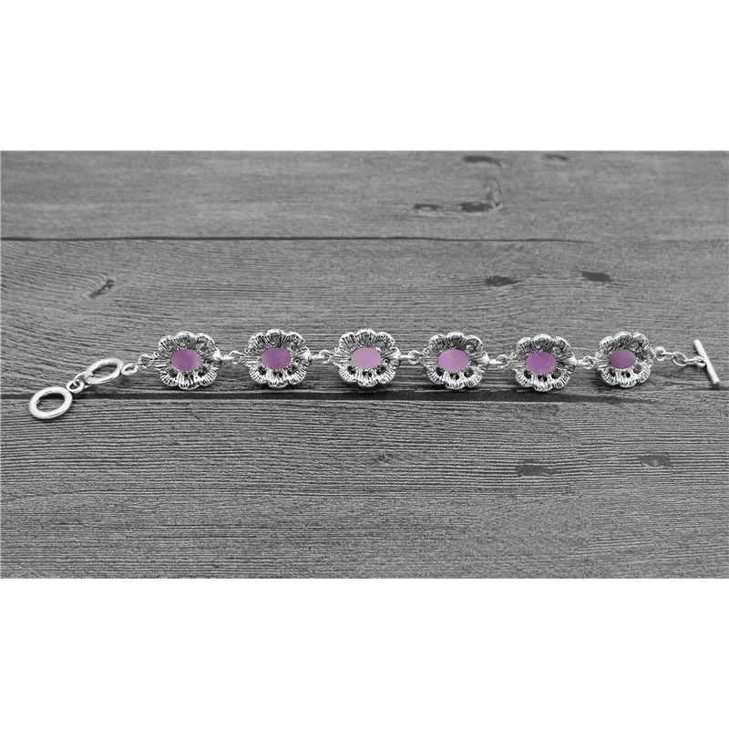 Oval Amethysts Bracelet Plum F - Vintage Fashion Look 评论和价格