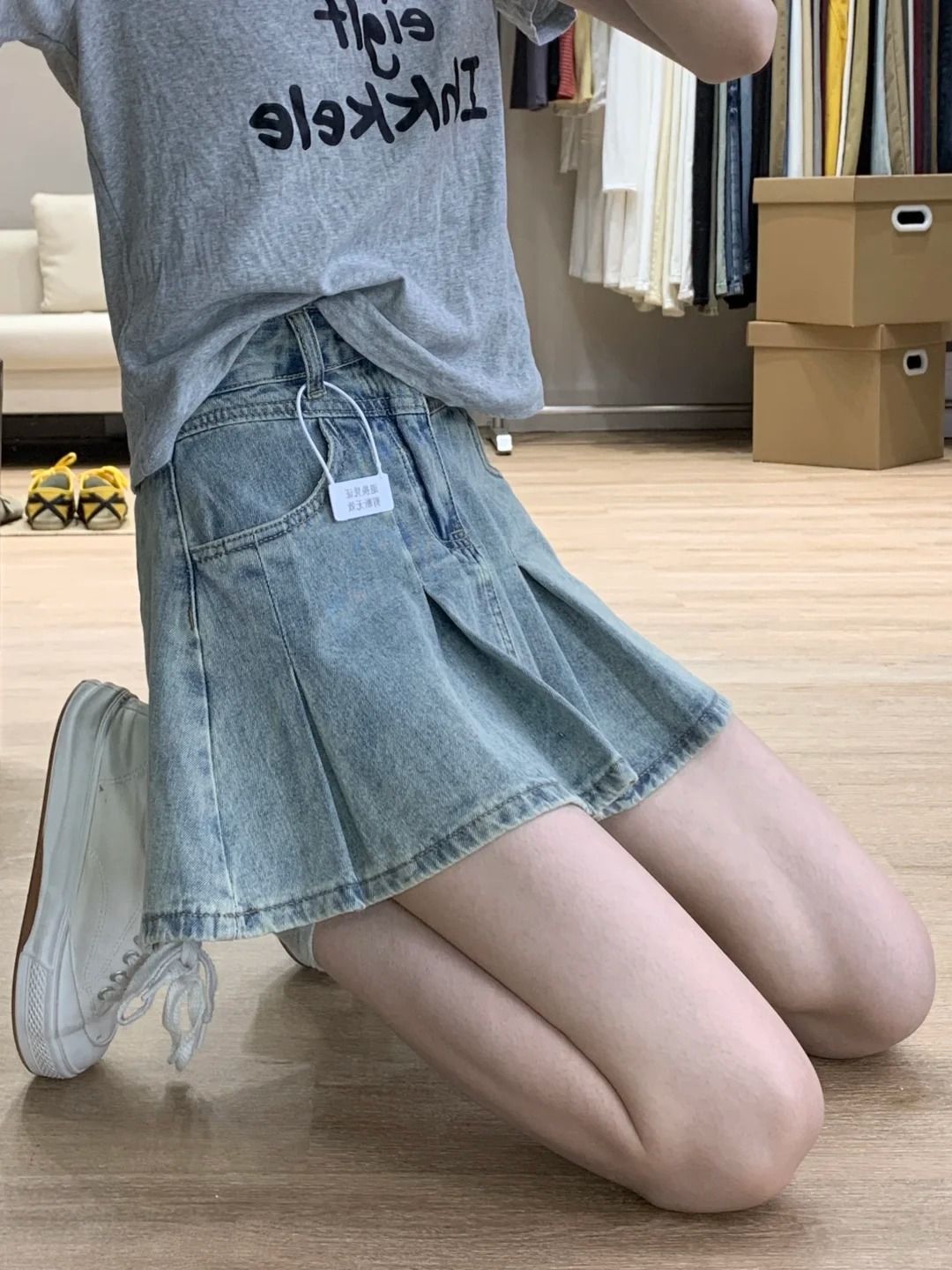 Women High Waist Denim Pleated - Vintage Fashion Jeans 评论和价格