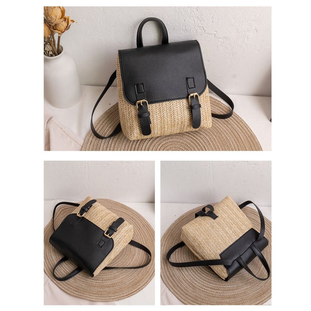 Versatile Bag PU Leather Straw - Vintage Fashion Look 评论和价格