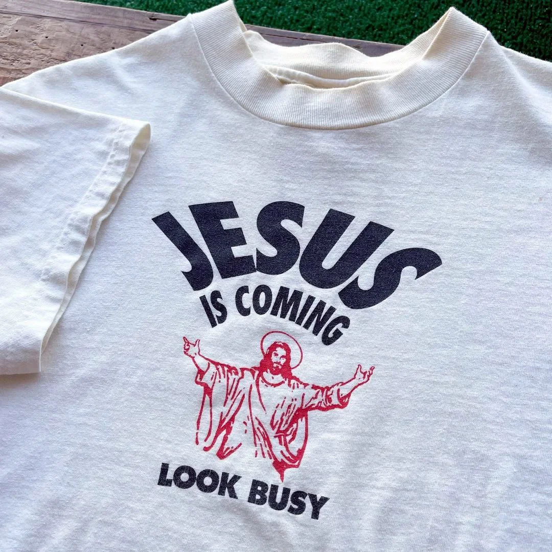 Jesus is Coming Look Busy Prin - Tie Dye Shirt Vintage 评论和价格