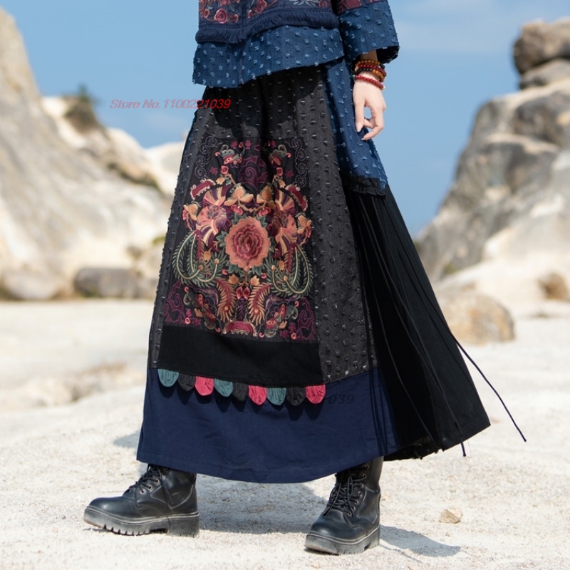 2026 traditional ethnic denim  - Denim Skirt Midi Vintage 评论和价格