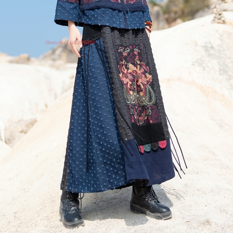 2026 traditional ethnic denim  - Denim Skirt Midi Vintage 评论和价格