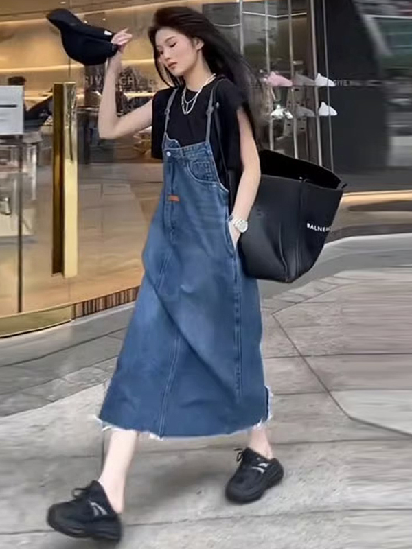Vintage American Denim Overall - Denim Skirt Midi Vintage 评论和价格