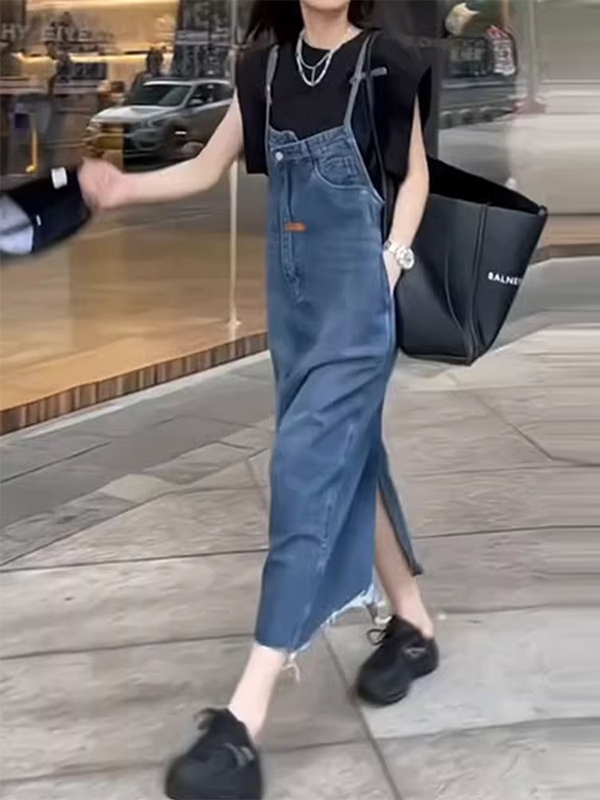 Vintage American Denim Overall - Denim Skirt Midi Vintage 评论和价格