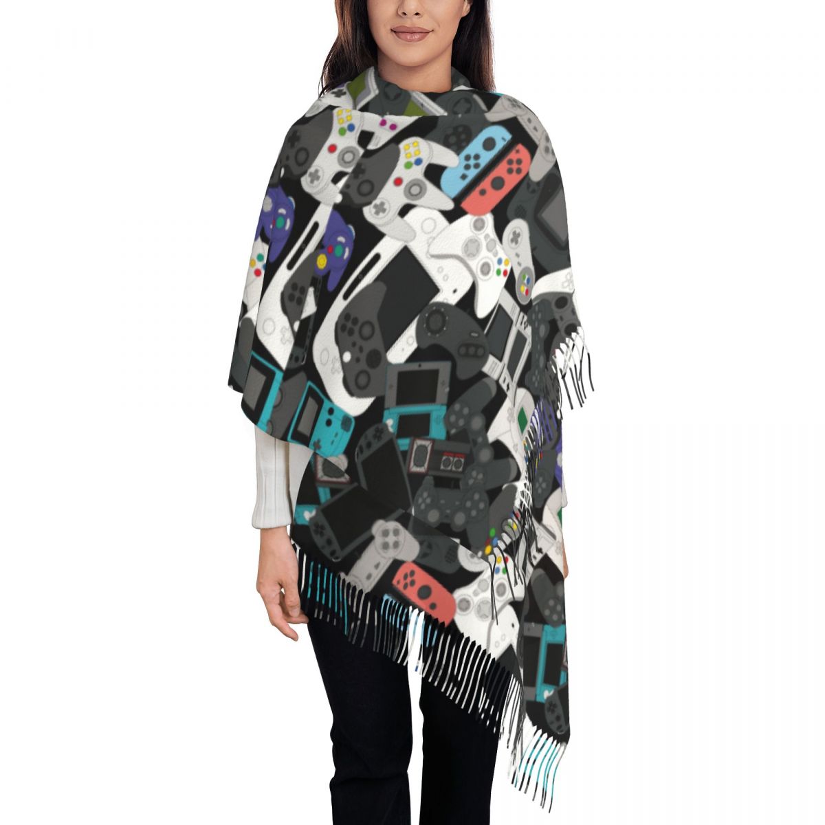 Gamer Controller Tassel Scarf  - Vintage Fashion Videos 评论和价格