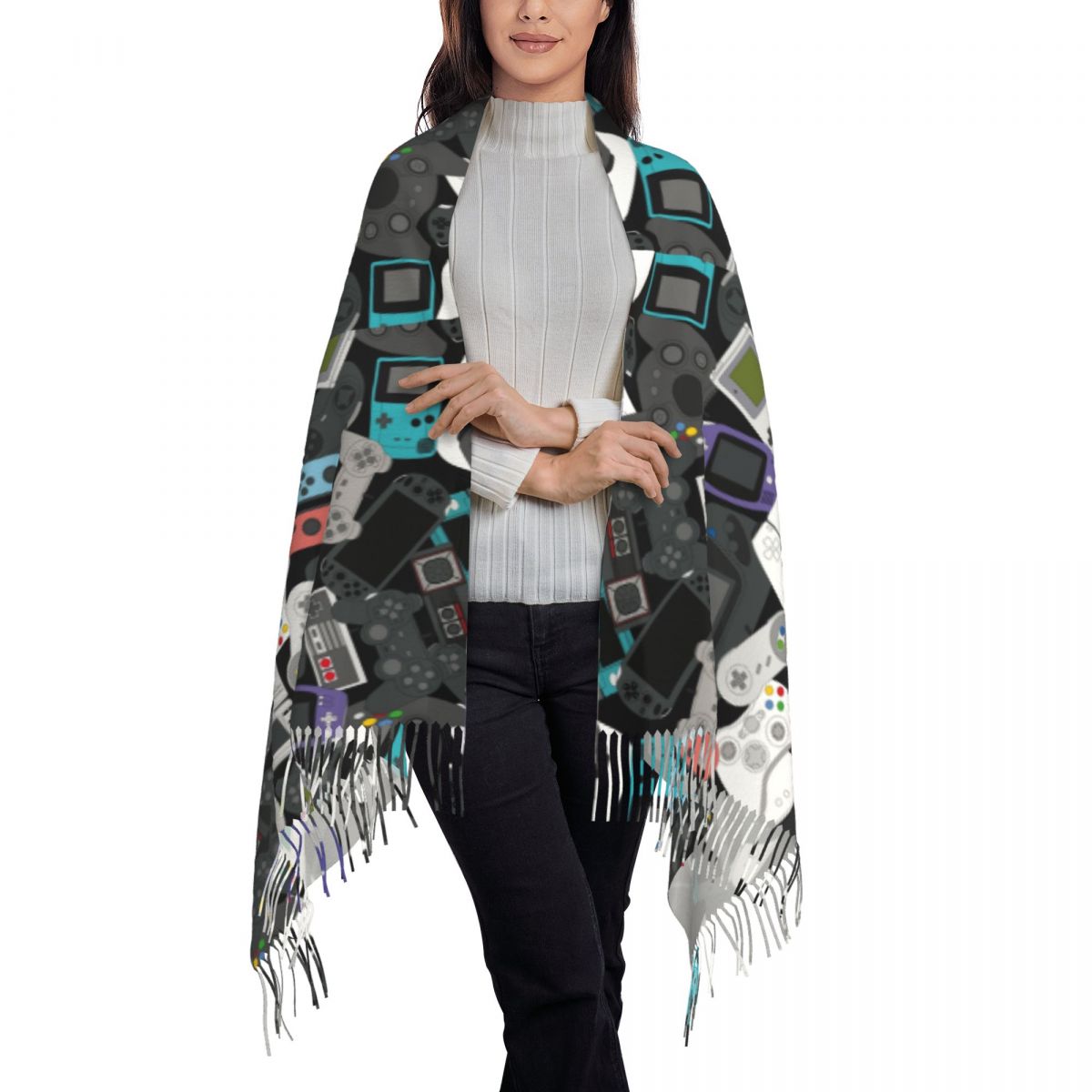 Gamer Controller Tassel Scarf  - Vintage Fashion Videos 评论和价格