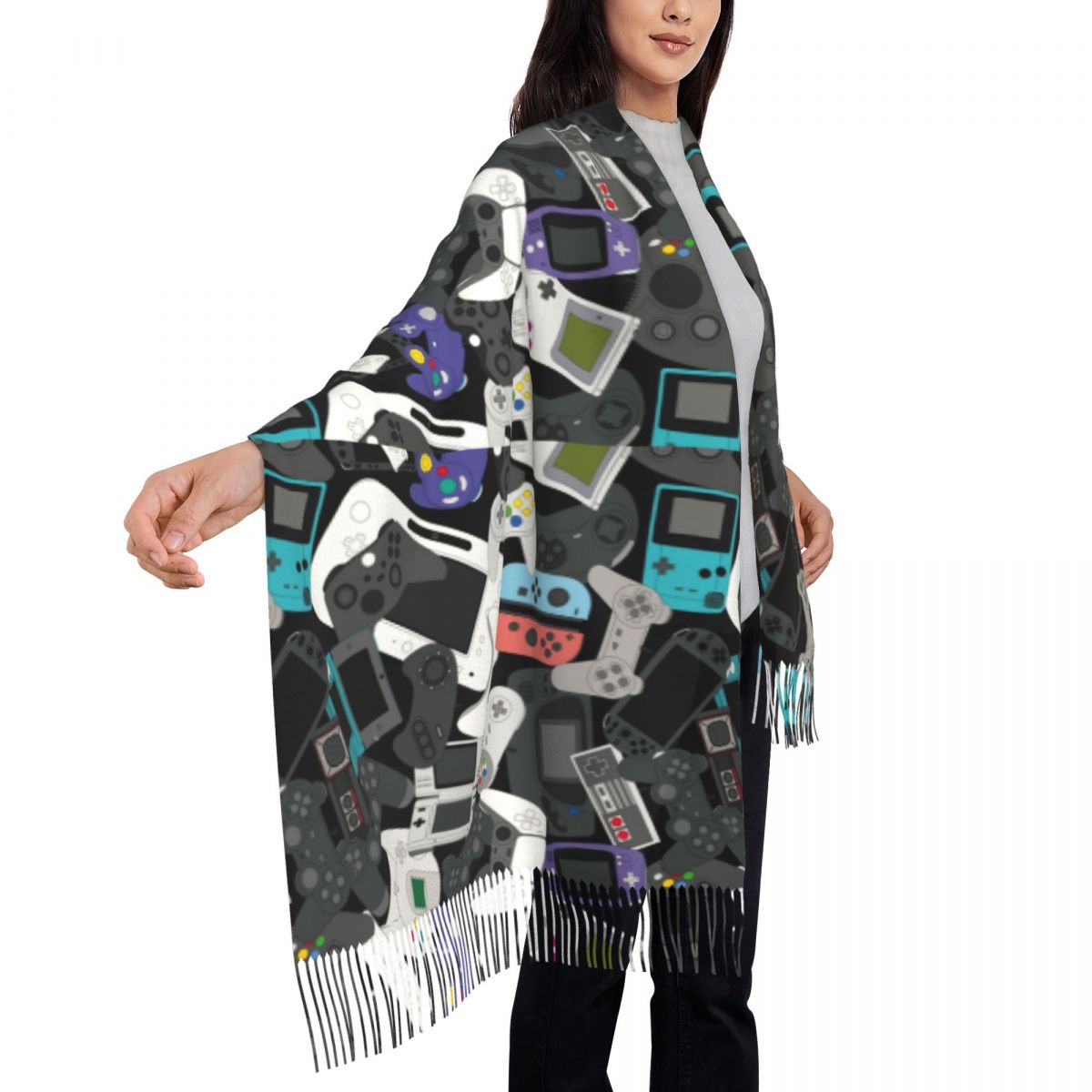 Gamer Controller Tassel Scarf  - Vintage Fashion Videos 评论和价格