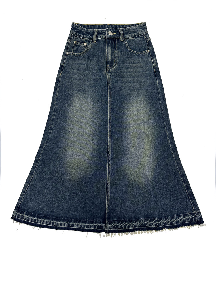 High Waist Vintage A-line Jean - Denim Skirt Midi Vintage 评论和价格