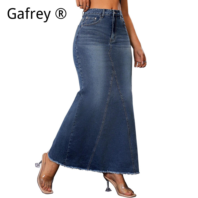 Women Denim Midi Skirt High Wa - Denim Skirt Midi Vintage 评论和价格