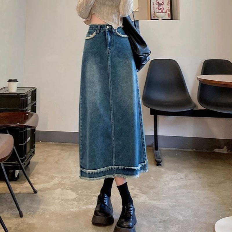 Skirts Women Midi Fashion High - Denim Skirt Midi Vintage 评论和价格