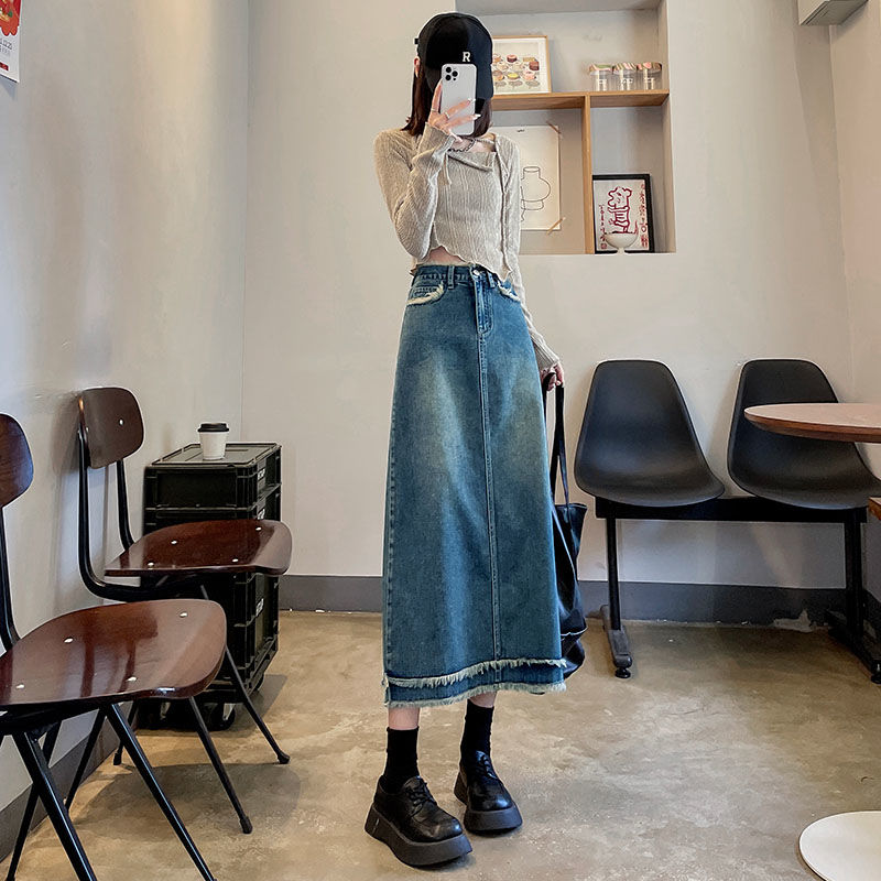 Skirts Women Midi Fashion High - Denim Skirt Midi Vintage 评论和价格