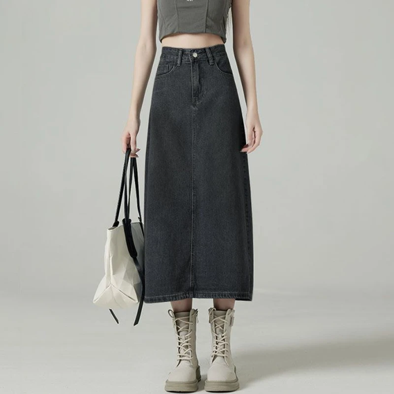 Denim Skirts Women Midi Back-s - Denim Skirt Midi Vintage 评论和价格