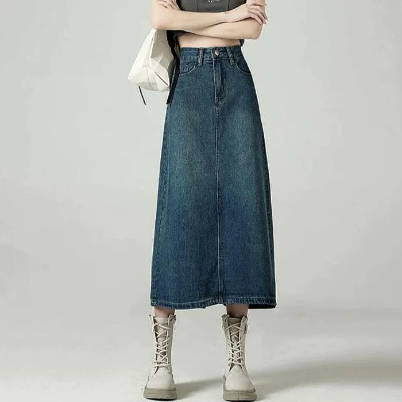 Denim Skirts Women Midi Back-s - Denim Skirt Midi Vintage 评论和价格