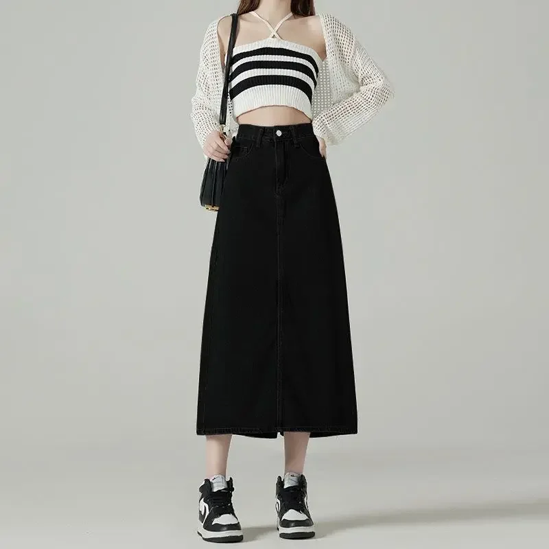 Denim Skirts Women Midi Back-s - Denim Skirt Midi Vintage 评论和价格