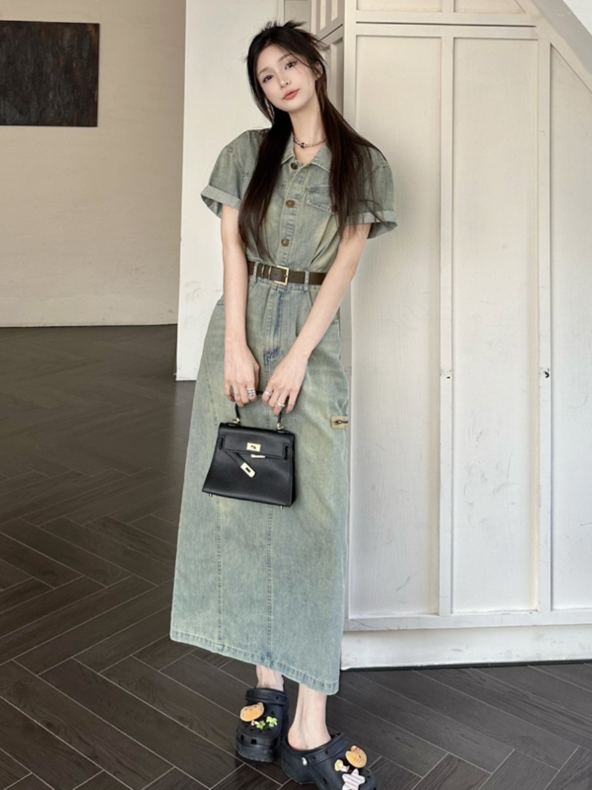 plus Size Vintage American Sle - Denim Skirt Midi Vintage 评论和价格