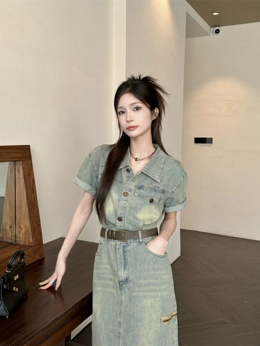 plus Size Vintage American Sle - Denim Skirt Midi Vintage 评论和价格