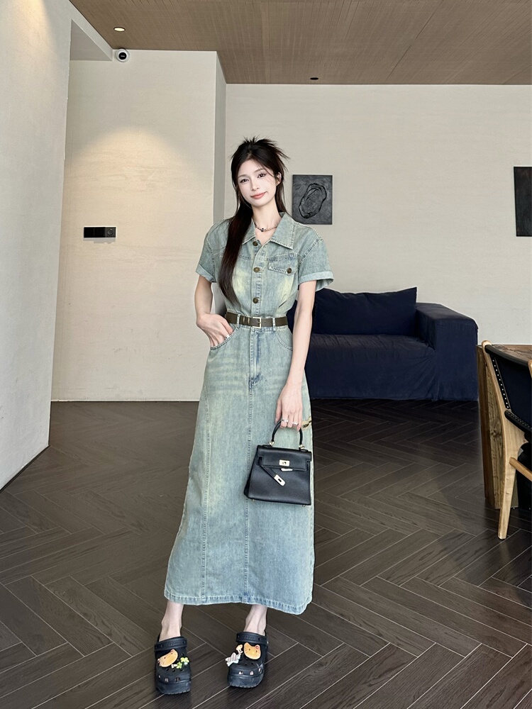 plus Size Vintage American Sle - Denim Skirt Midi Vintage 评论和价格