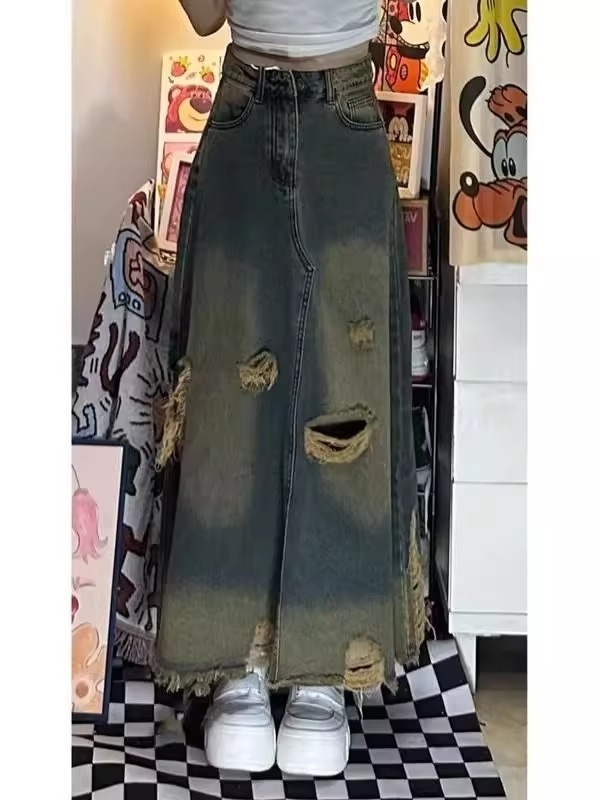High Waist A-Line Midi Denim S - Denim Skirt Midi Vintage 评论和价格