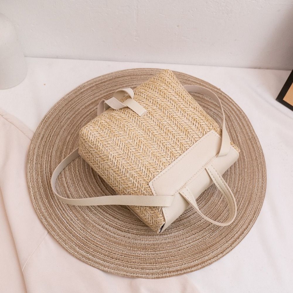 Fashion PU Leather Straw Backp - Vintage Fashion Look 评论和价格