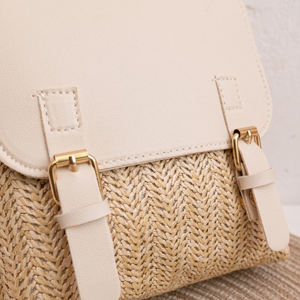 Fashion PU Leather Straw Backp - Vintage Fashion Look 评论和价格