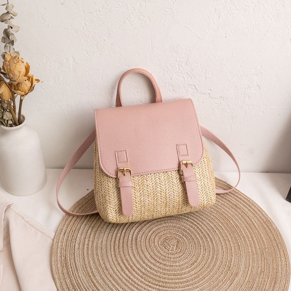 Fashion PU Leather Straw Backp - Vintage Fashion Look 评论和价格