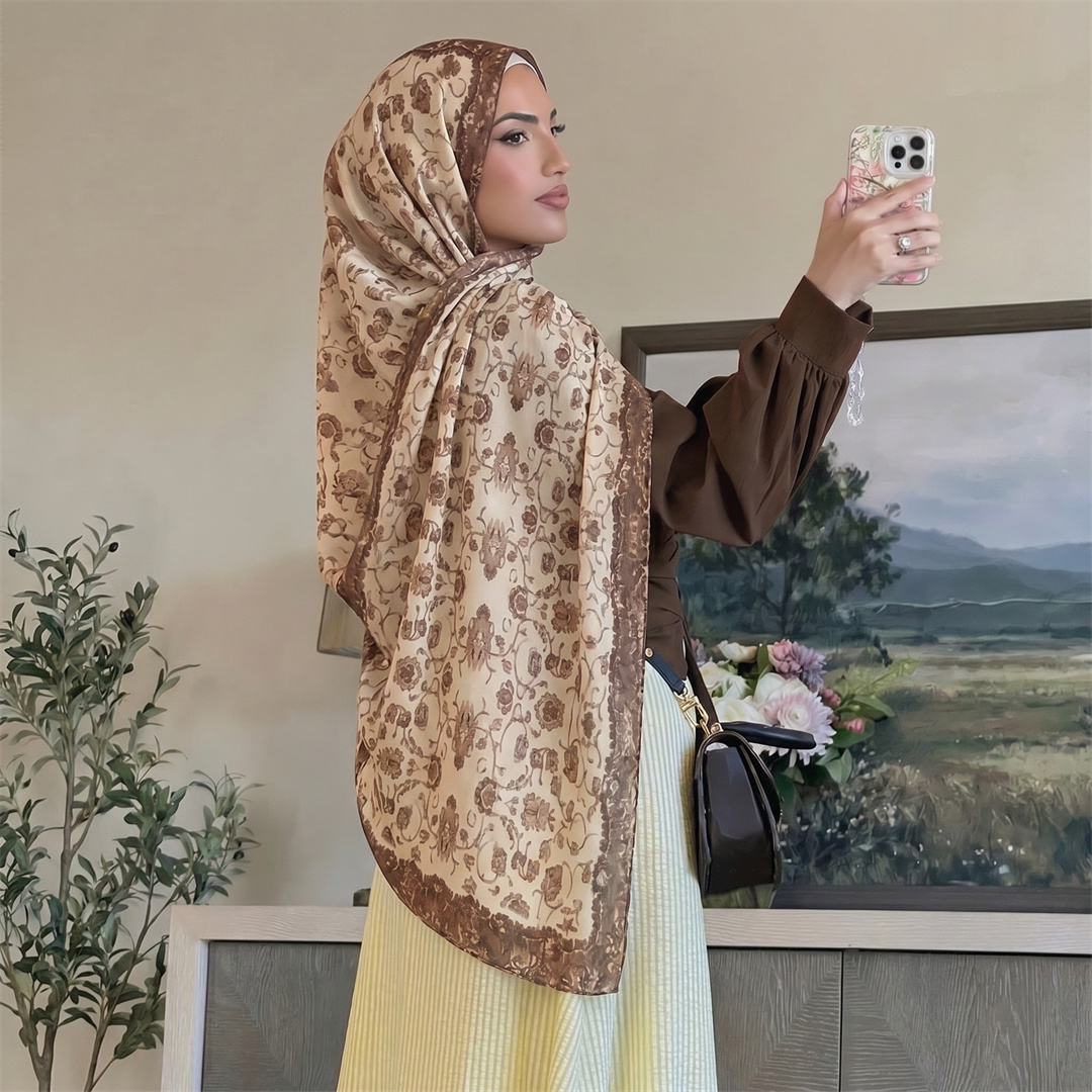 Vintage Floral Print Hijab Sof - Vintage Outdoor Fashion 评论和价格