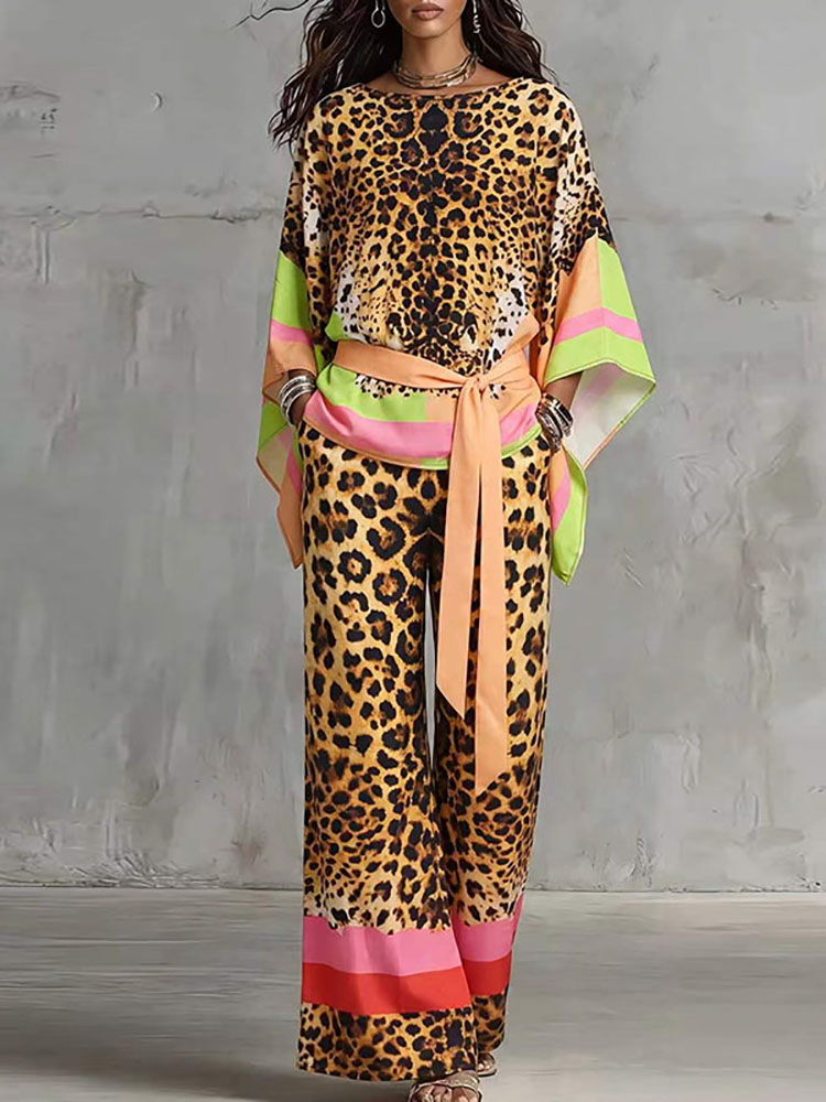 Retro Leopard Print Loose Summ - Vintage Fashion Retro Outfit 评论和价格