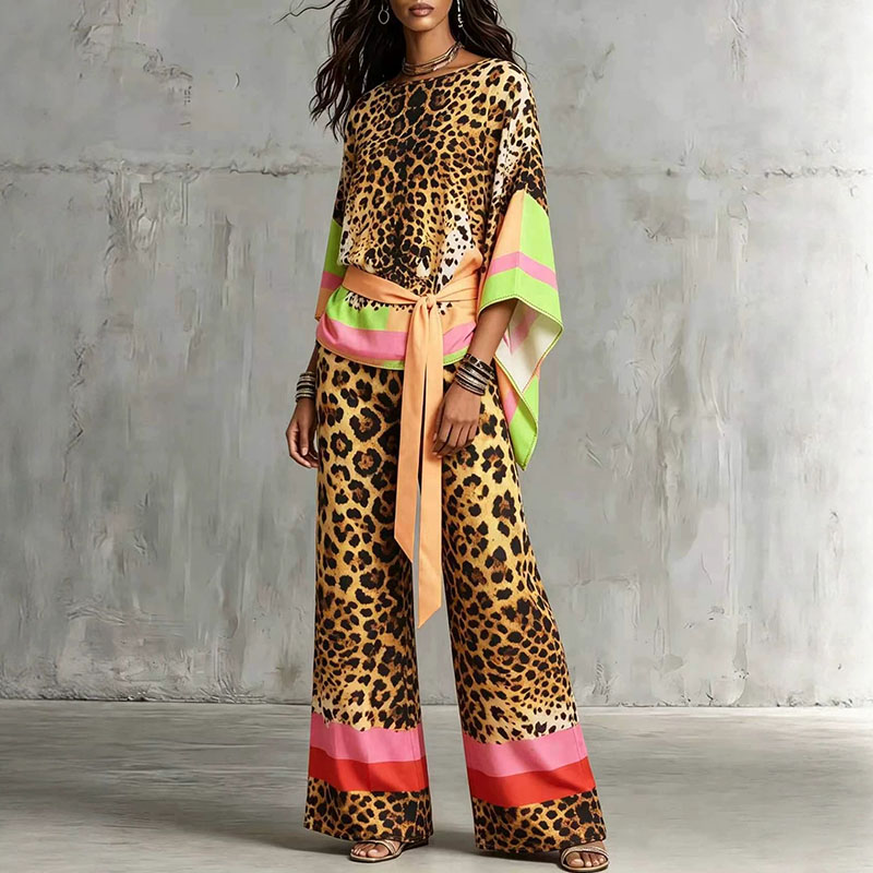 Retro Leopard Print Loose Summ - Vintage Fashion Retro Outfit 评论和价格