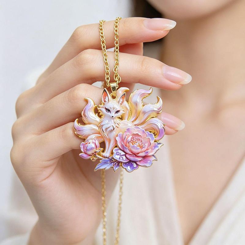 Nine Tailed Fox Enamel Pendant - Vintage Fashion Look 评论和价格