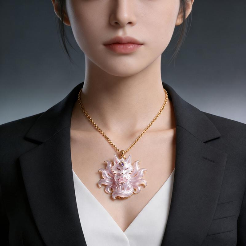 Nine Tailed Fox Enamel Pendant - Vintage Fashion Look 评论和价格